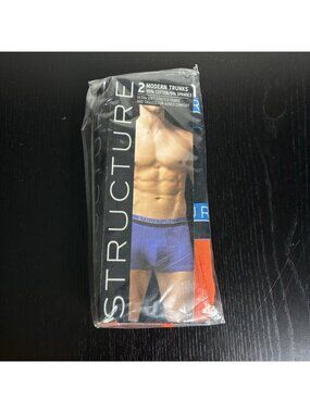 STRUCTURE Mens Small S Modern Trunks, 2 Pair, Square Cut Active Length Vintage